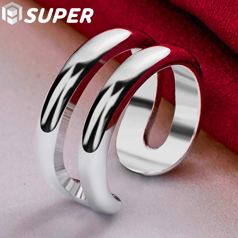 Inele duble linie din argint 925 Inele de cuplu feminin Bijuterii