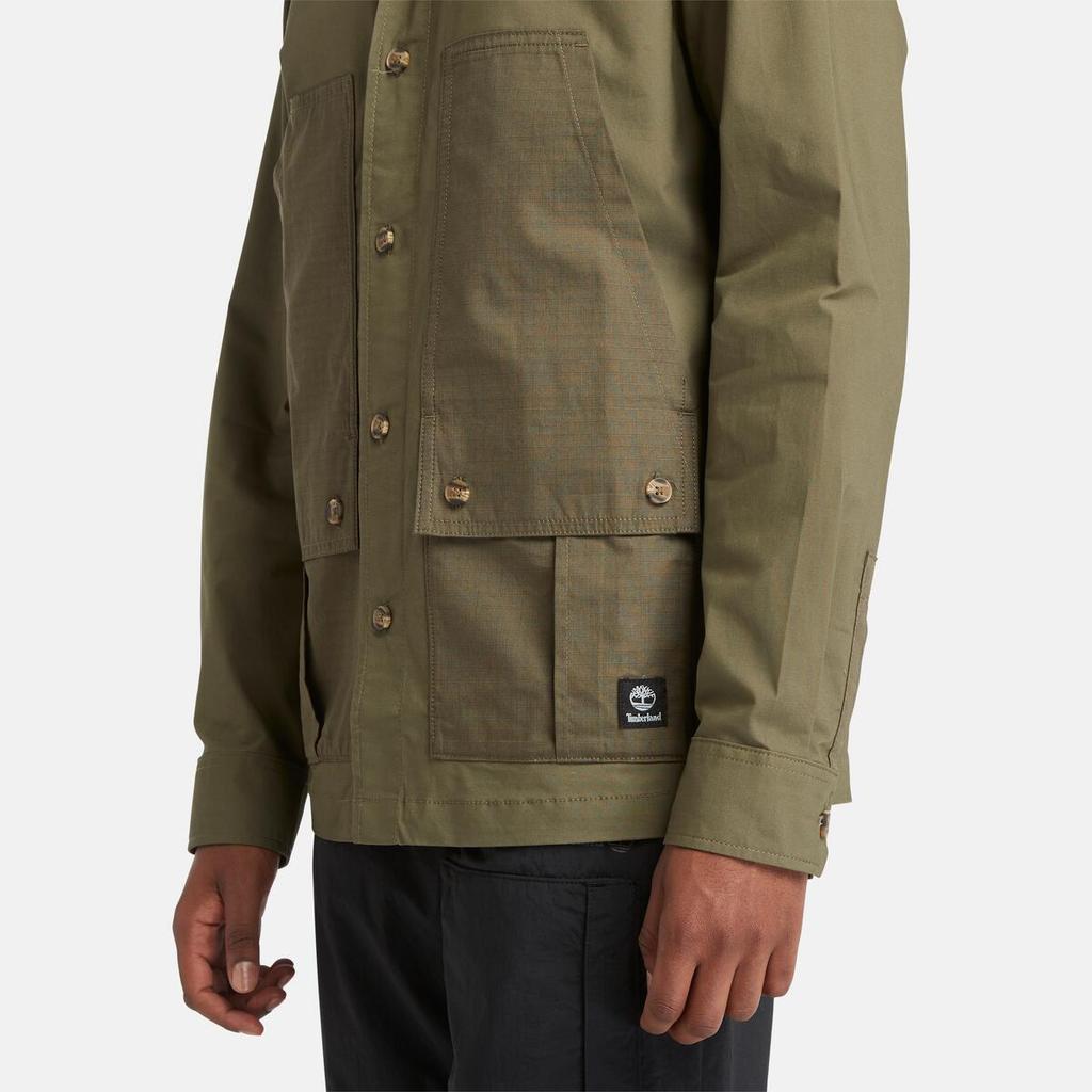 Timberland Solid Color Single-Breasted Loose Comfortable Long Sleeve Shirt Men Shirts Army-Green A5U5U-A58
