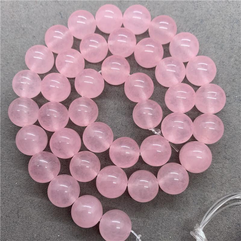 Natural Gemstone Stone Light Pink Blue Chalcedony Loose Round Beads  6/8/10mm Jewelry DIY Bead