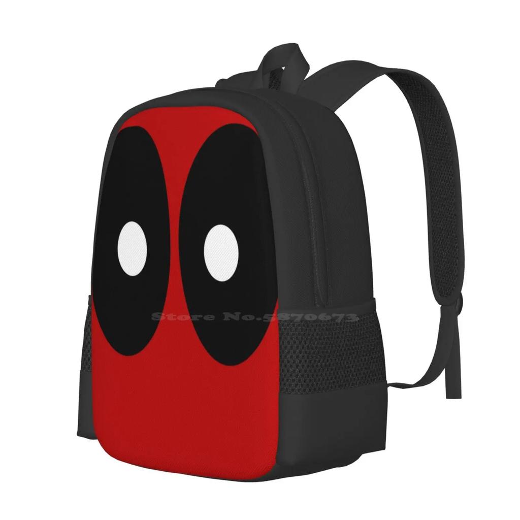 Red Field Behind Black Ellipses And White Circles. Backpack For Student School Laptop Travel Bag Modern Art Not Chimichanga
