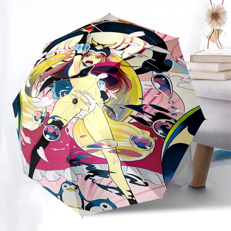1pc Outdoor Umbrella with Cute Anime Character Design - Automatic Opening/Closing, Portable 3-Fold Design, Iron Frame, Perfect Gift for Fans, Tra