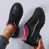 Fashion Women's Thick Sole Black Leather Sneakers Women Fashion Vulcanized Shoes Designer Trainers Platform Lace Up Walking Shoes