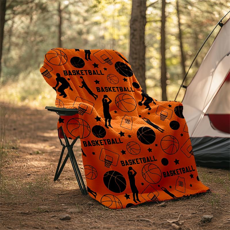 Basketball Theme Printed Blanket - Perfect for Couch, Bed, Travel & Outdoor Use | Machine Washable, Cozy & Durable.