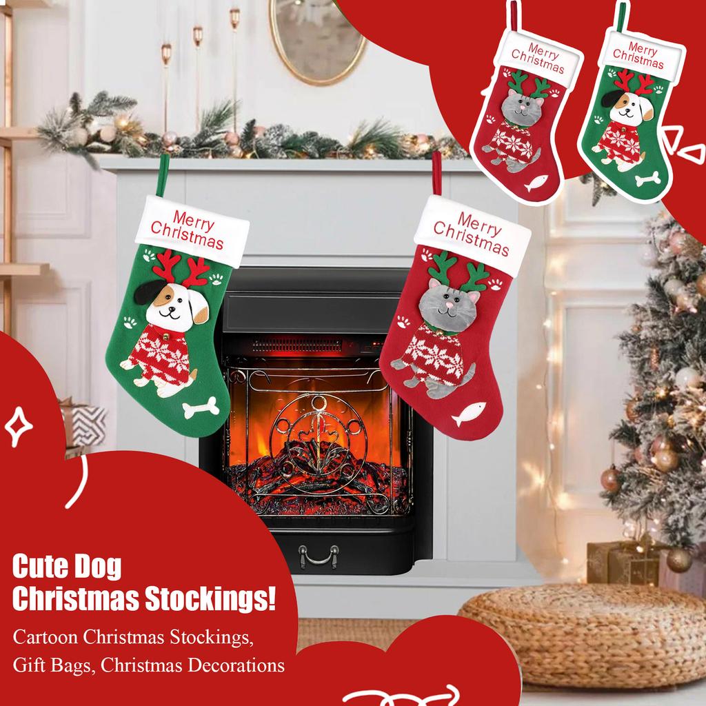 Cute Dog Christmas Stockings, Cartoon Christmas Stockings, Gift Bags, Christmas Decorations, Christmas Tree Ornaments