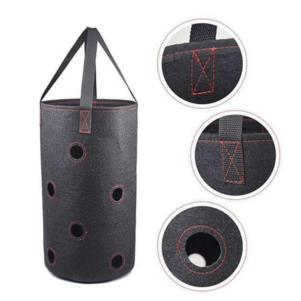2Pcs Hanging Grow Bags for Strawberries Tomatoes Hanging Planting Grow Bag 11 Planting Holes Garden Strawberry Planter Pot