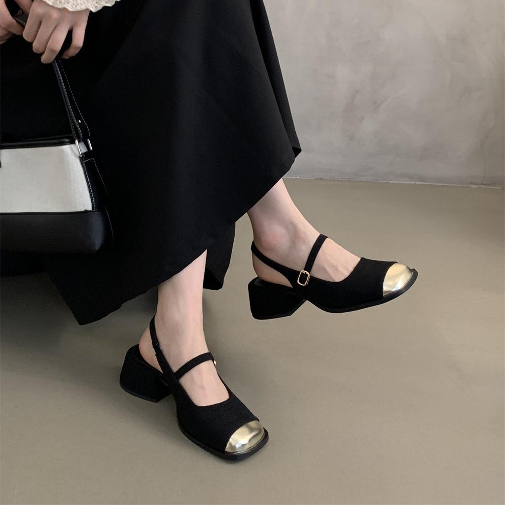 Baotou Sandals Women Wear New French Beautiful Temperament In Summer, Fairy Evening Breeze Thick Heel Mary Jane Single Shoes