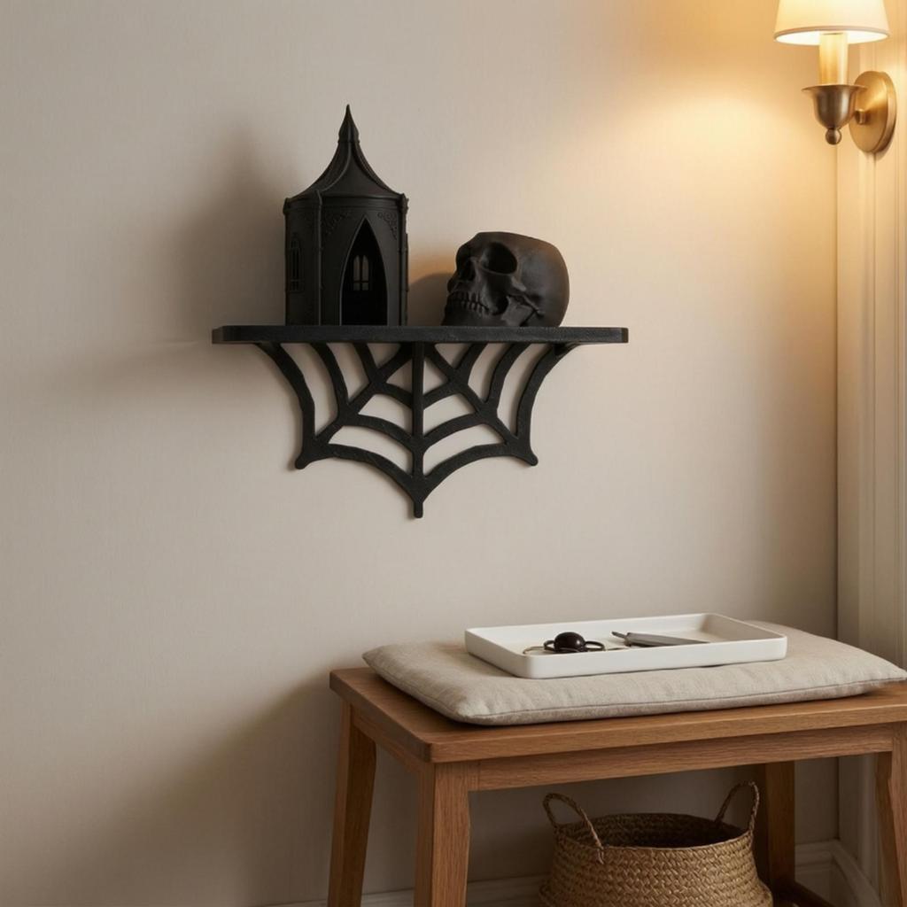 Spiderweb Display Shelf Modern SingleTier Decorative for Desk, Bedroom Decor, Entryway