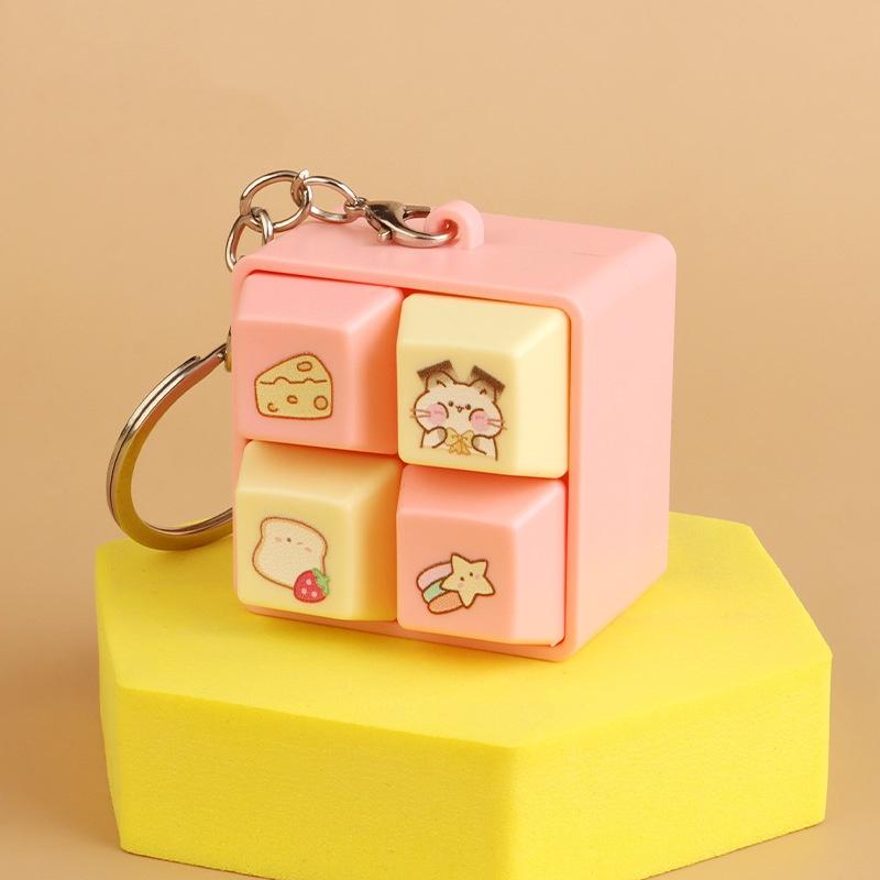 Relaxing Cartoon Keychain Diy Keyboard Keys Button Music Keychain Keycap Relief Stress Clicker Toy