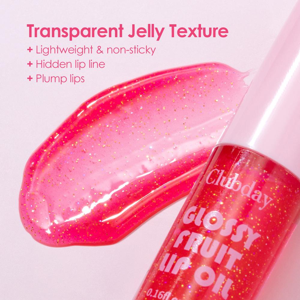 Clubday 6pcs Glossy Fruit Lip Oil Set Shimmery Hydrating Lip Gloss Tint Nourishing Mirror Plumping Liquid Lipstick Makeup Cosmetics Gift