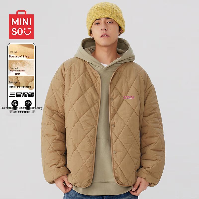 

MINISO Men s Collarless Diamond Quilted Padded Jacket 3XL