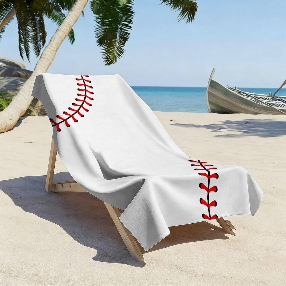 Baseball Stripe Print Beach Towel Patterned Sunscreen And Windproof Suitable For Swimming Pool Camping Travel Blanket
