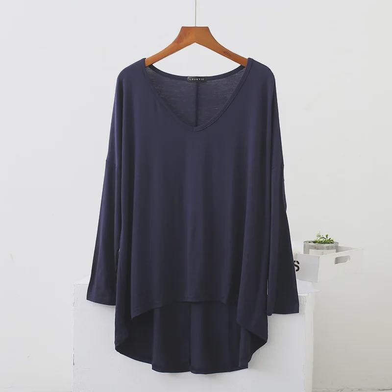 Plus Size V-Neck Batwing Sleeve High-Low Modal Top for Women