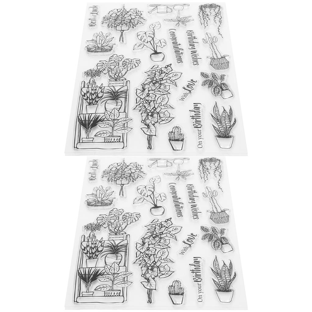 2Set Vase Pattern Transparent Stamp Crafts for DIY Scrapbook Photo Album Card Decoration