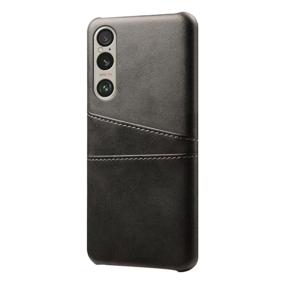 

For Sony Xperia 1 VI Case Dual Card Slots PU Leather PC Hard Phone Cover Black