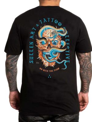 Sullen Herren Flow Kurzarm Vintage Schwarz Premium T-Shirt Tattoo Style Tee