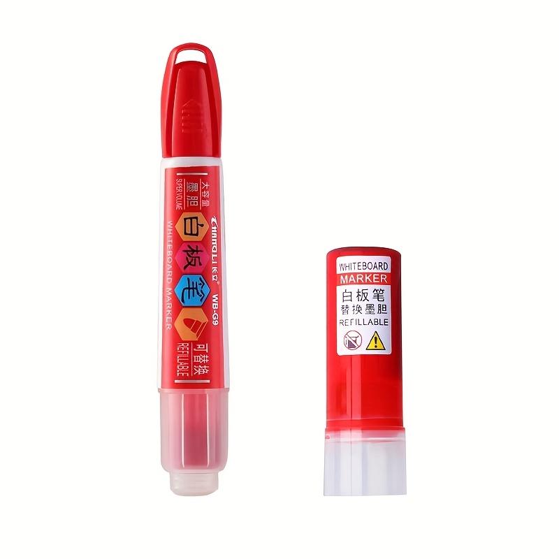 1 Marker + 1 Ink Bottle, Minimalist Black/Blue/Red High-Capacity Refillable Dry-Erase Whiteboard Marker with Erasable Broad Tip