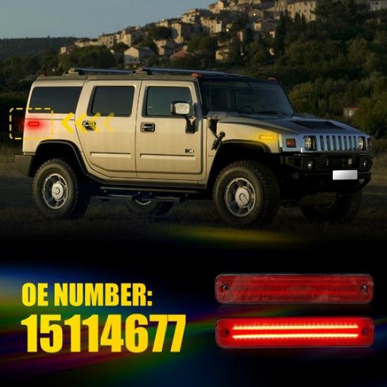 2x Red Lens Led Rear Red Side Marker Lights For Hummer H2 2003-2009 Red 15114677