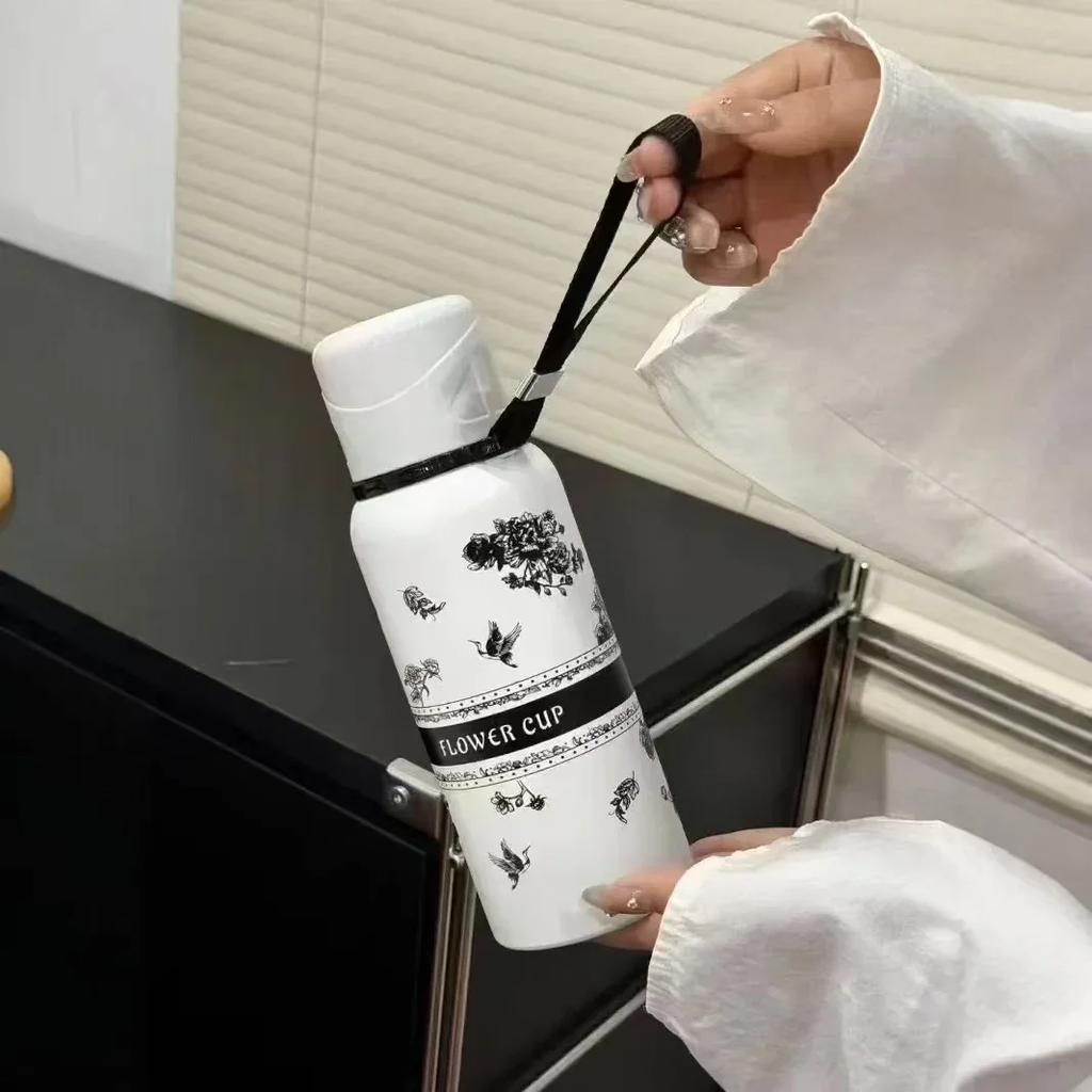 New 316 stainless steel gardenia thermos cup, large-capacity sports kettle for making tea, high-looking portable water cup Girls