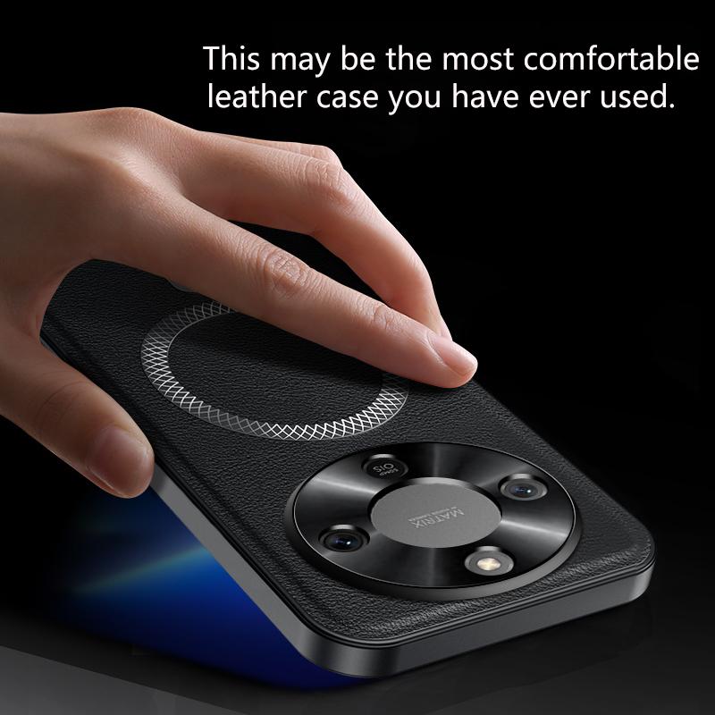 Für Honor X70 Hülle Magnetisch Elegant Leder Verschleißfest Linse Vollständig Abgedeckt Rutschfester Griff Kantenabdeckung Hülle