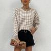 Autumn/Winter Women's Houndstooth Diamond Knit Sweater Pullover