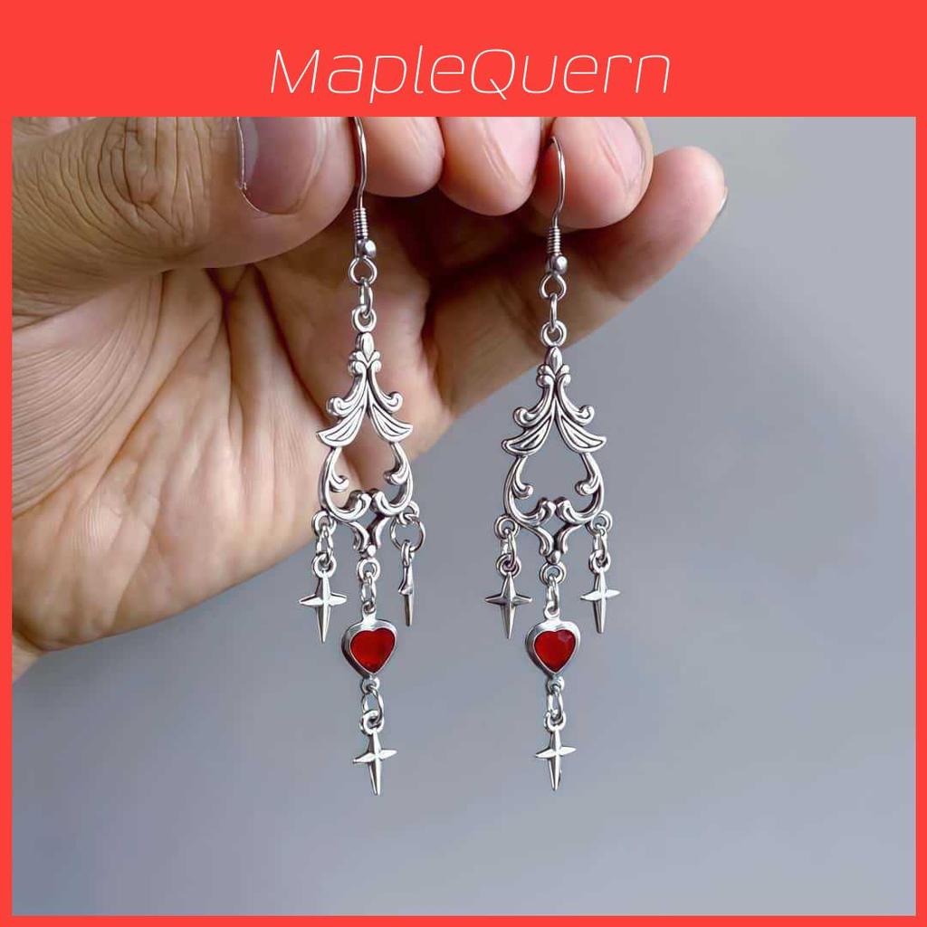 Gothic Heart Star Earrings Alloy Dark Style For Women Trendy Jewelry