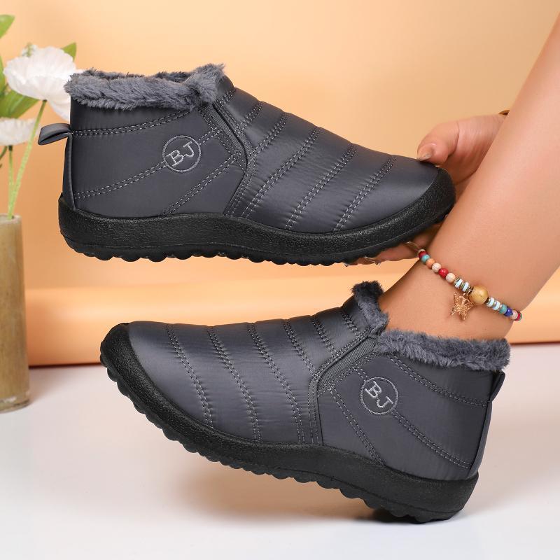 Winter Wasserdichte Stiefel für Damen 2024 Neu Plüsch Schneestiefel Damen Stiefeletten Warm Schwarz Paar Baumwolle Paare Plateau Schuhe