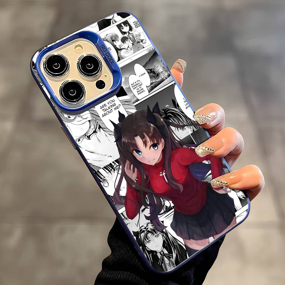 Anime Rin Tohsaka Phone Case For IPhone 17 16 15 14 13 12 11 Plus Pro Max Multicolor Aurora Laser Shockproof Funda Cover