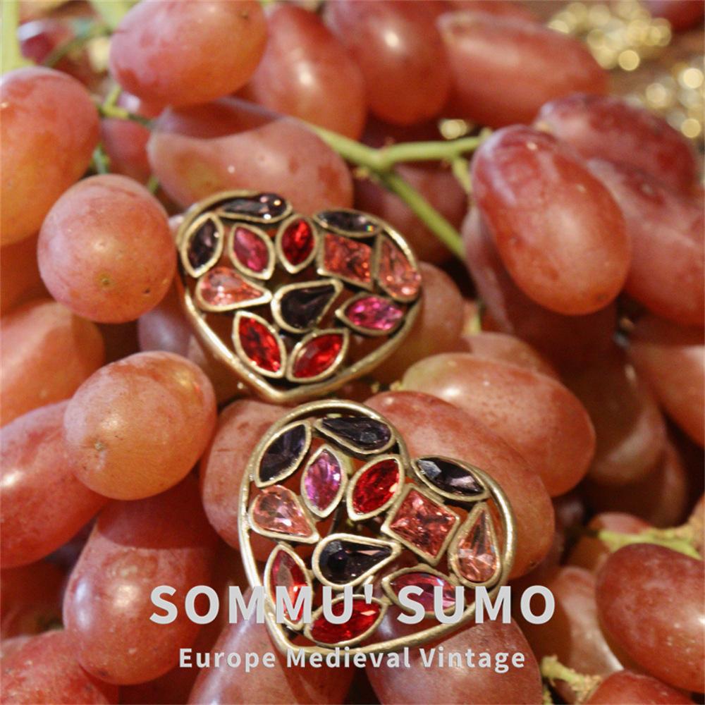 

European and American court style medieval vintage retro temperament colored jelly glazed love metal earrings earrings women