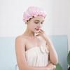 Waterproof Shower Cap Elastic Drawstring Double-Layer Water-Resistant Fabric Hair Protector Hair Care Bath Hat