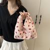 Strawberry Printed Corduroy Handbag Canvas Crescent Bag Fashion Underarm Bag  Travel