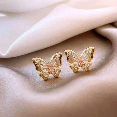 Zircon Butterfly Stud Earrings Fashionable, Sweet and Exquisite Earrings Light Luxury High-end Earrings Women