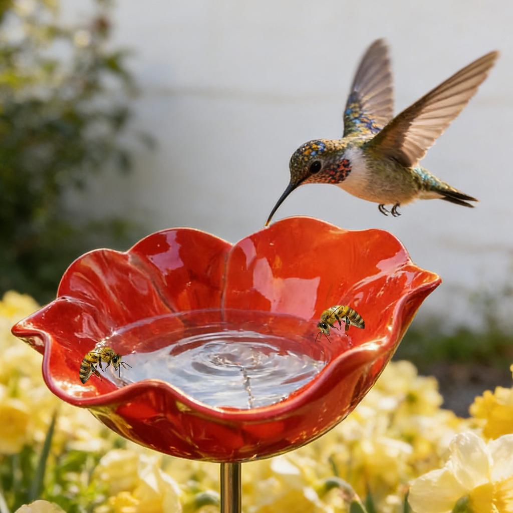 Handmade Metal Garden Stakes, Bee Watering Stations, Garden Bee Baths, Metal Bee Water Feeders With Floral Patterns