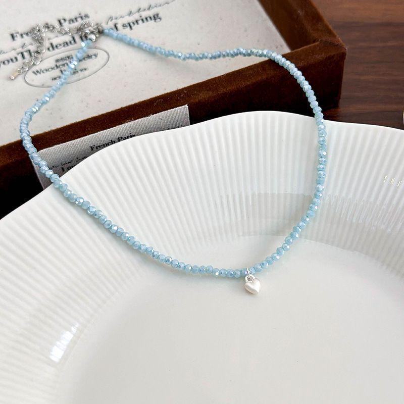 Gentle Whitening Zirconia Heart Necklace - Cute Crystal Beaded Choker for Women