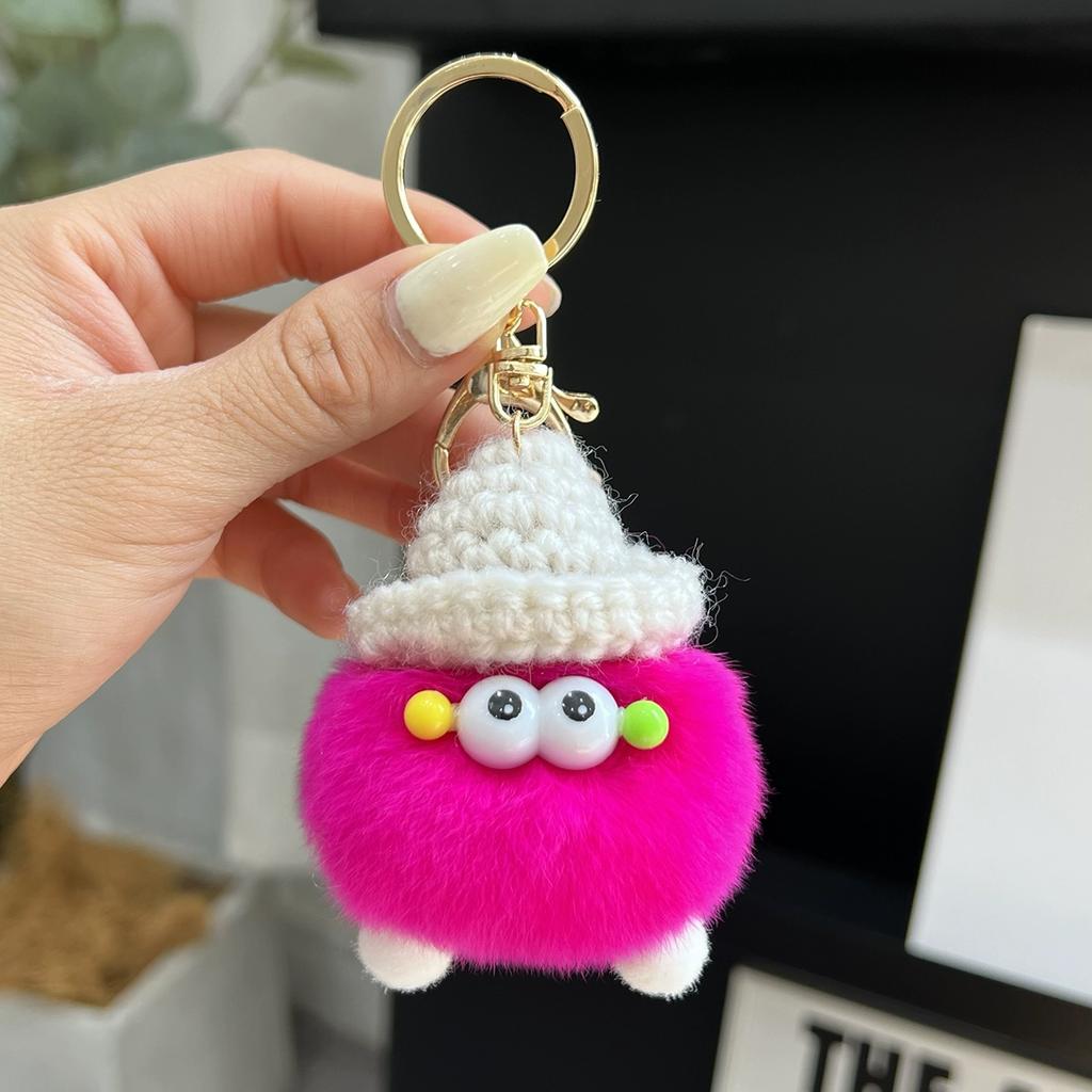 Small Coal Balls Korean Ins Internet Celebrity Rex Rabbit Hairball Cute Elf Schoolbag Pendant Car Keychain Mobile Phone Pendant