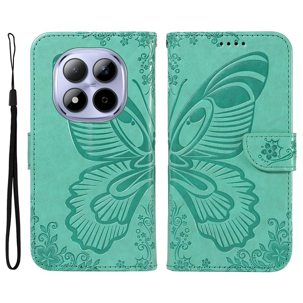 For Xiaomi Redmi Note 15 Pro 5G (Global) Case Butterfly Pattern PU Leather Folio Flip Phone Cover -  Blue