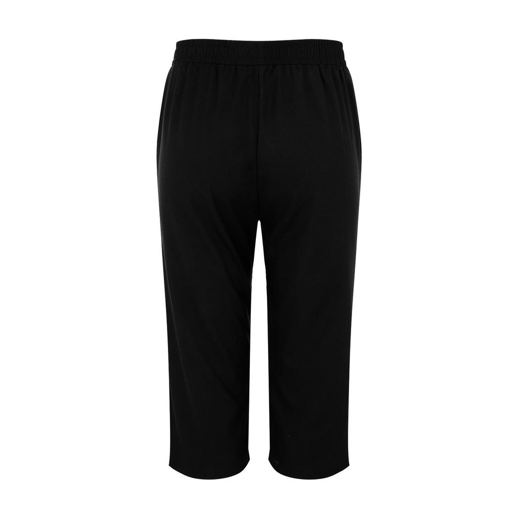Pantaloni de damă la modă, de culoare solidă, cu talie elastică, cu buzunar drept, până la gamba