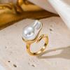 Simulated Pearls Zirconia Ring Geometry Design Alloy Platinum Finger Ring Retro Style Gold Plated Retro Jewelry Rings Daily Wear