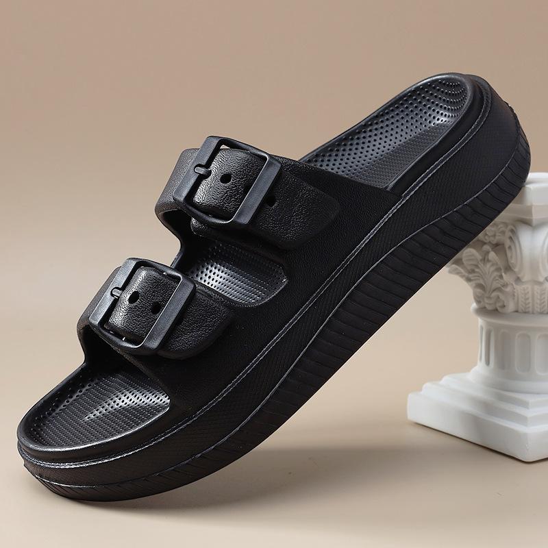 Soft Sole Eva Cloud Slippers Women  Summer Pillow Sandals Woman Slides Double Buckle Flat Heels Non Slip Home Flip Flops