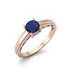 0.65 Cts Round Blue Sapphire 925 Sterling Silver Rose Vermeil Beaded Shank Anniversary Women Ring