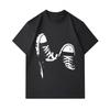 Men's 100% Cotton Crew Neck Short Sleeve T-Shirt, Distressed Sneaker Footprint Print Casual Comfortable Breathable Lightweight Tee for Daily Wear Stre
