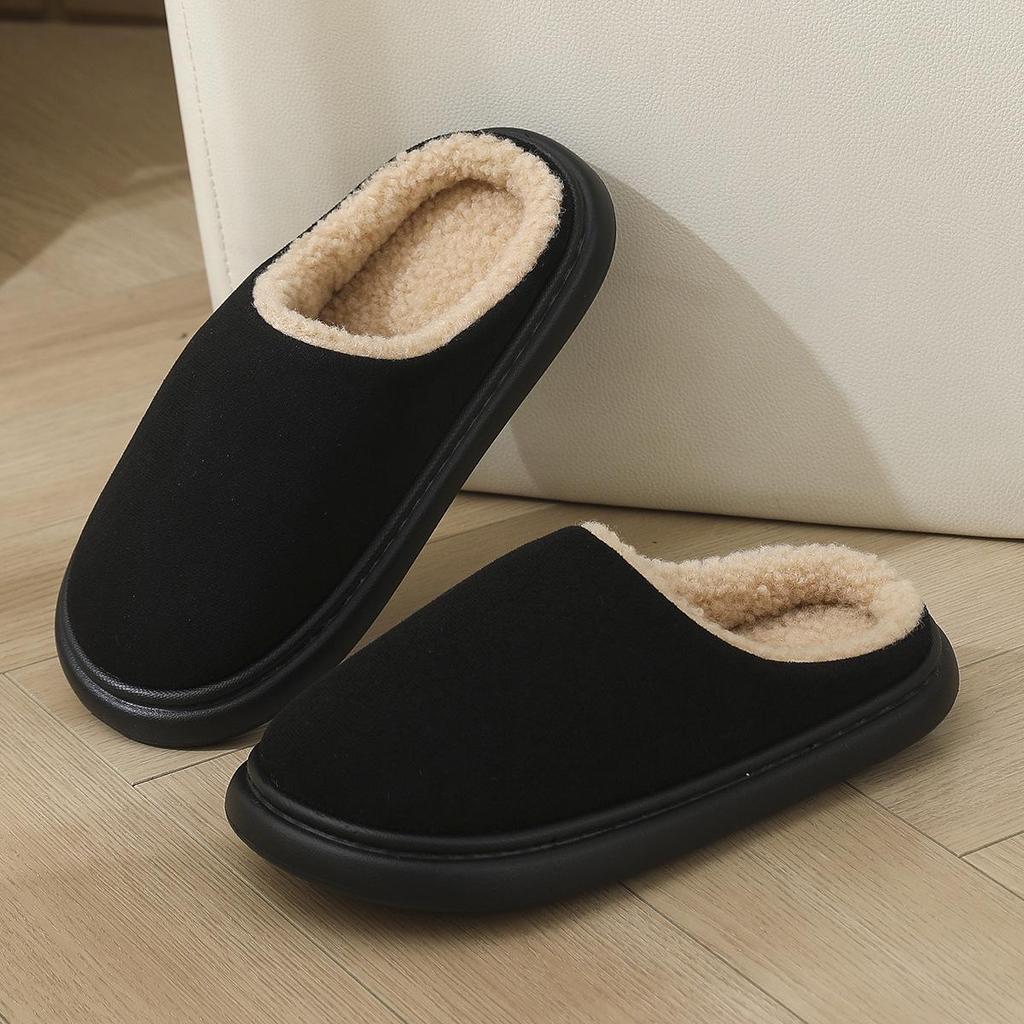 2025 Cotton Slippers: Cozy, Non-Slip Closed-Back Shoes for Couples - Women's & Men's Thick Sole for Autumn/Winter