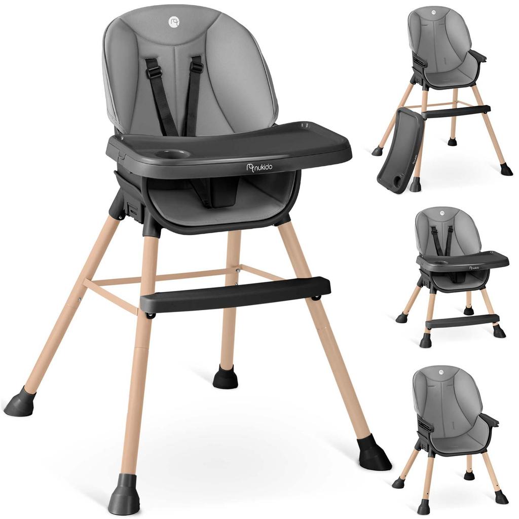 Nukido Tilo feeding chair, gray and black