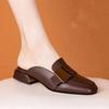 Women's French Retro Square Toe Mid Heel Mules - British Style Closed Toe Summer Loafers