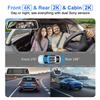 4K 10-Inch Streaming Media Dash Cam, 3 Lenses, WiFi, Night Vision, 170° Fisheye, Rearview Mirror