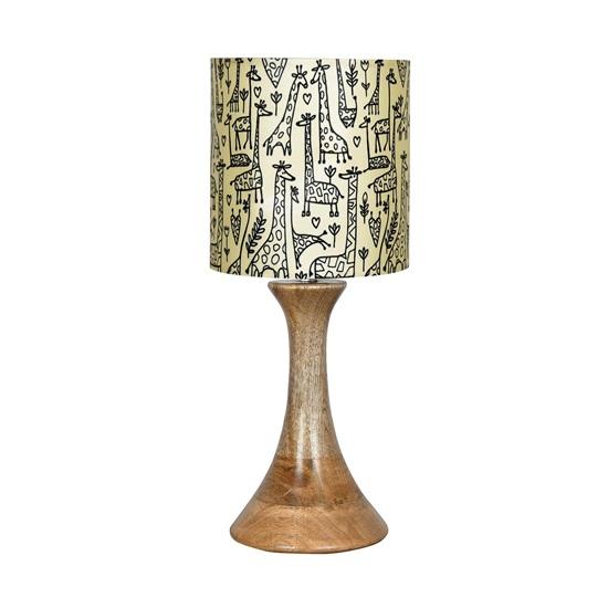 41.1 cm Rustic Wood Table Lamp Bedside Desk Lamps for Living Bedroom Study Night, House Warming Diwali Gift, Fabric Shade