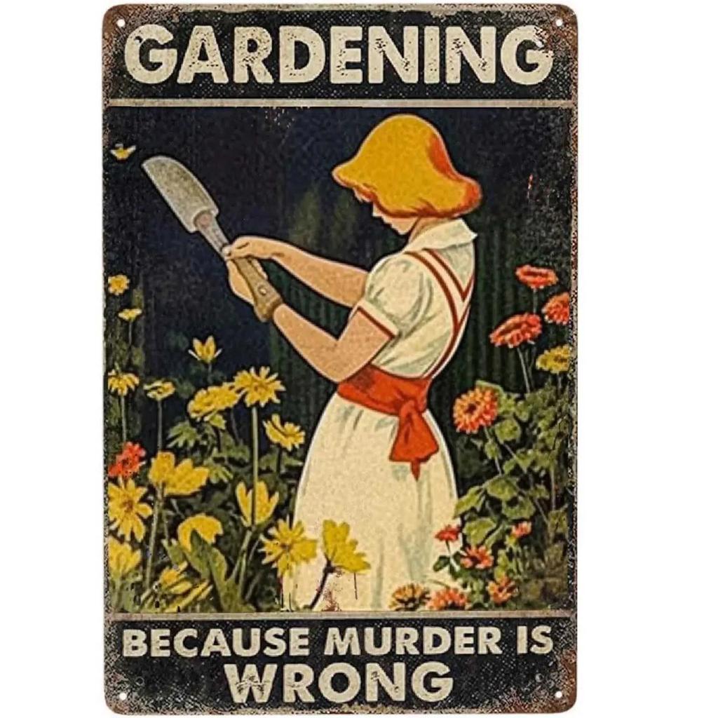 Because Murder Is Wrong Retro Garden Metal Tin Sign Wall Decoration Home Garden Bar Coffee Club Bar Retro Poster Square