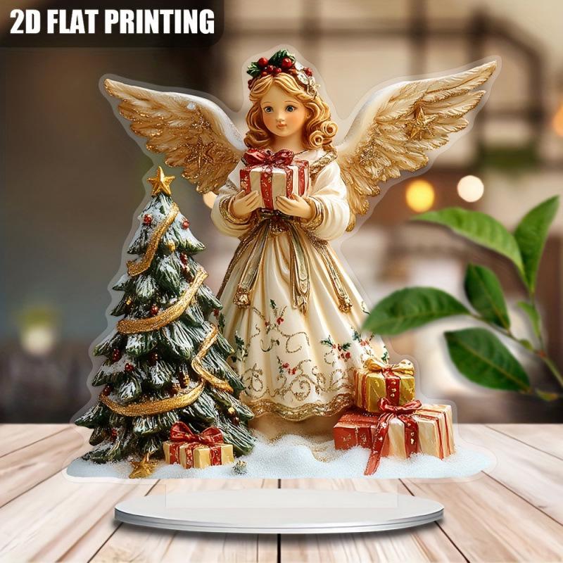 Christmas Angel Girl Acrylic Sign: Inspirational Desktop Ornament & Home Decor Gift
