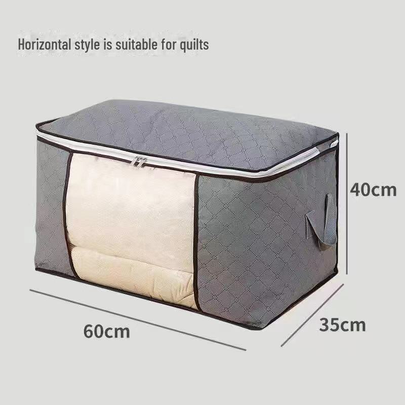 Влагонепроницаемый серый мешок для хранения одеял - пыленепроницаемый нетканый органайзер для одежды horizontal серый