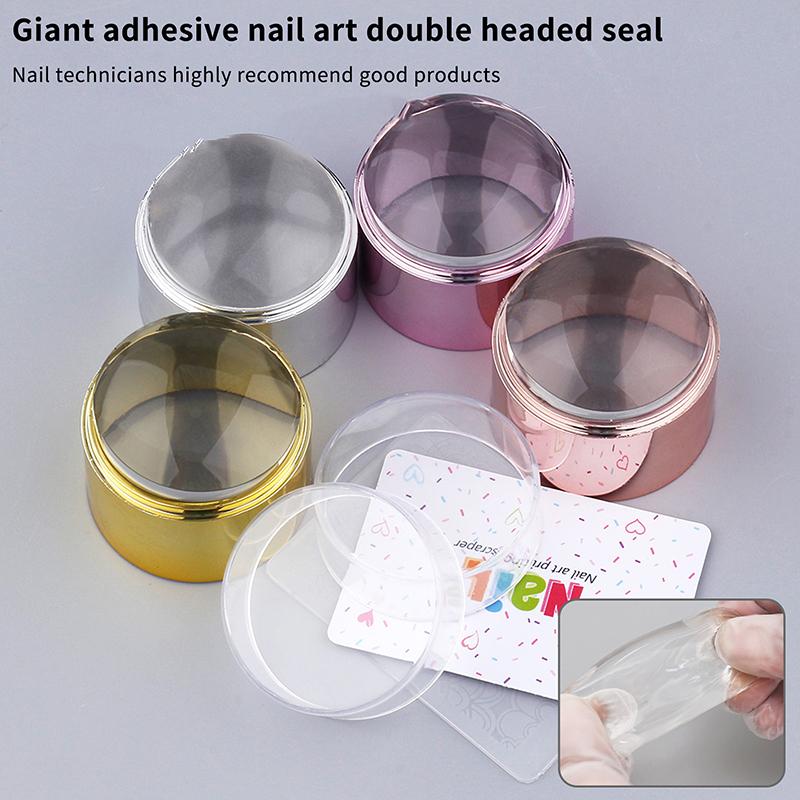 French Nail Art Stamper With A Nail Scraper Silicone Clear Head Nail Mold Stamping Template For Diy Manicure