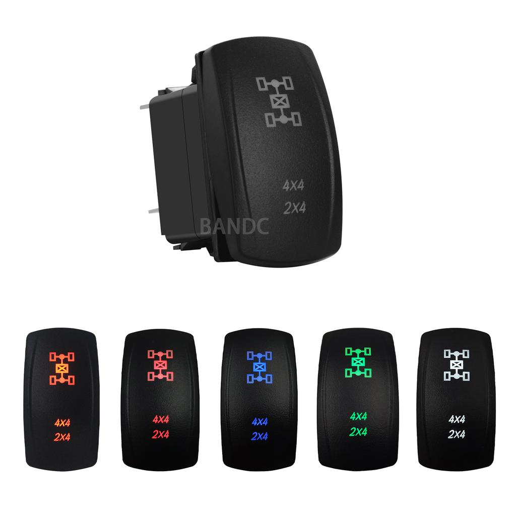 4X4 2X4 4WD/2WD Rocker Switch 5 Pin On-OFF SPST Four Wheel Drive Toggle Switch for Car Can Am Polaris ATV UTV Waterproof 12V/24V